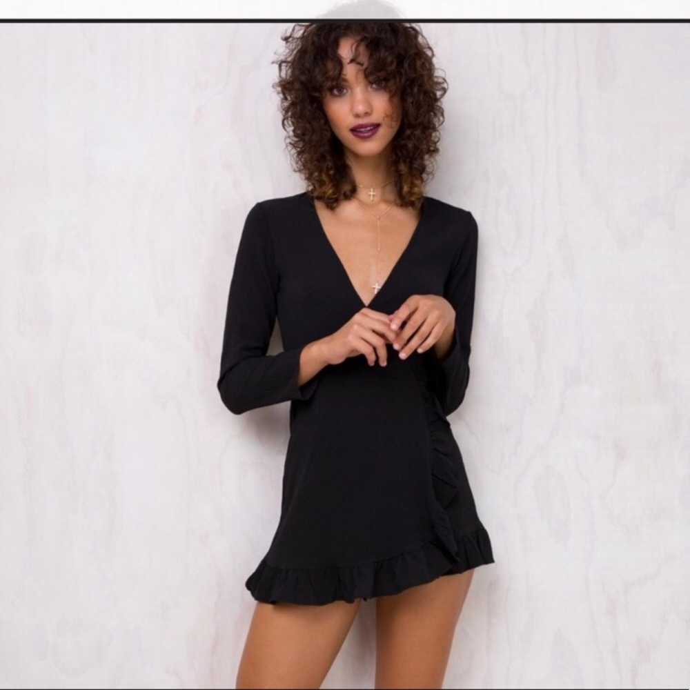 PrincessPolly Black wrap dress